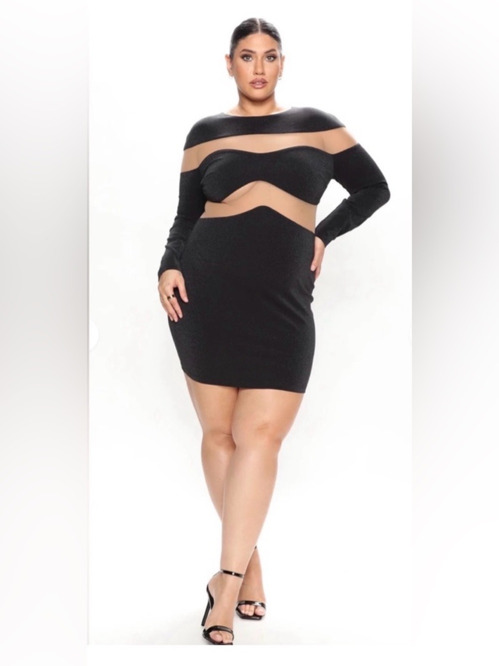 Fashion Nova Black long sleeve mini dress size 2X